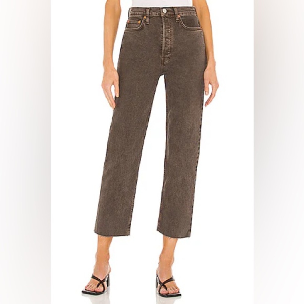 RE/DONE 70S ULTRA HIGH RISE STOVE TOP JEANS IN WASHED CHOCOLATE SIZE 27 NWT